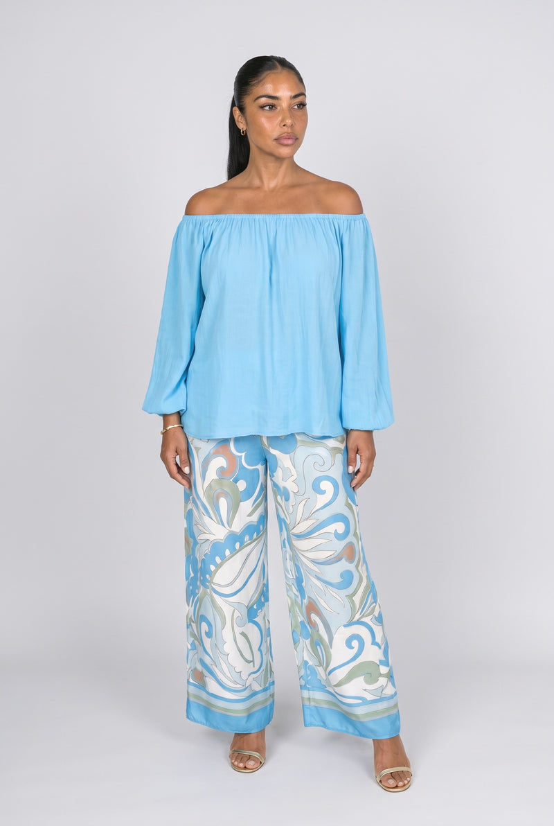 Sky Blue Flowy Two Piece Outfit