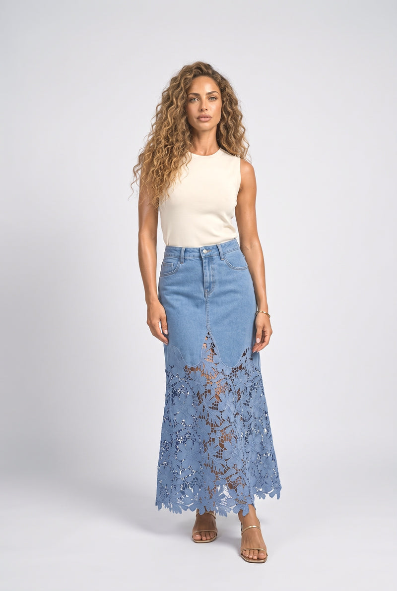 Lace Floral Maxi Skirt