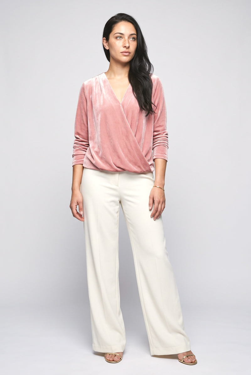 Rose V-Neck Draped Blouse