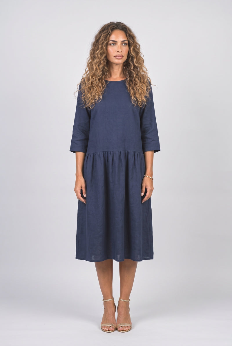 Deep Navy Midi Dress