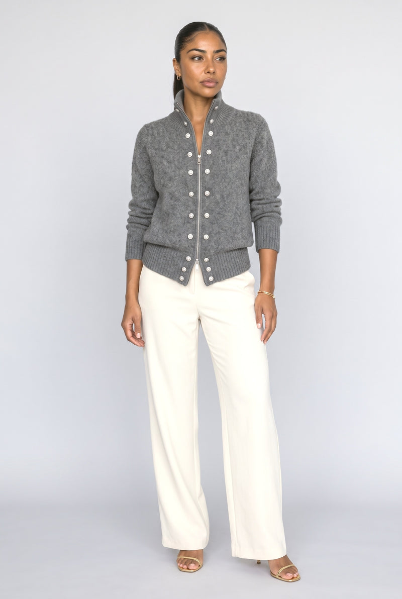 High Neck Knit Cardigan