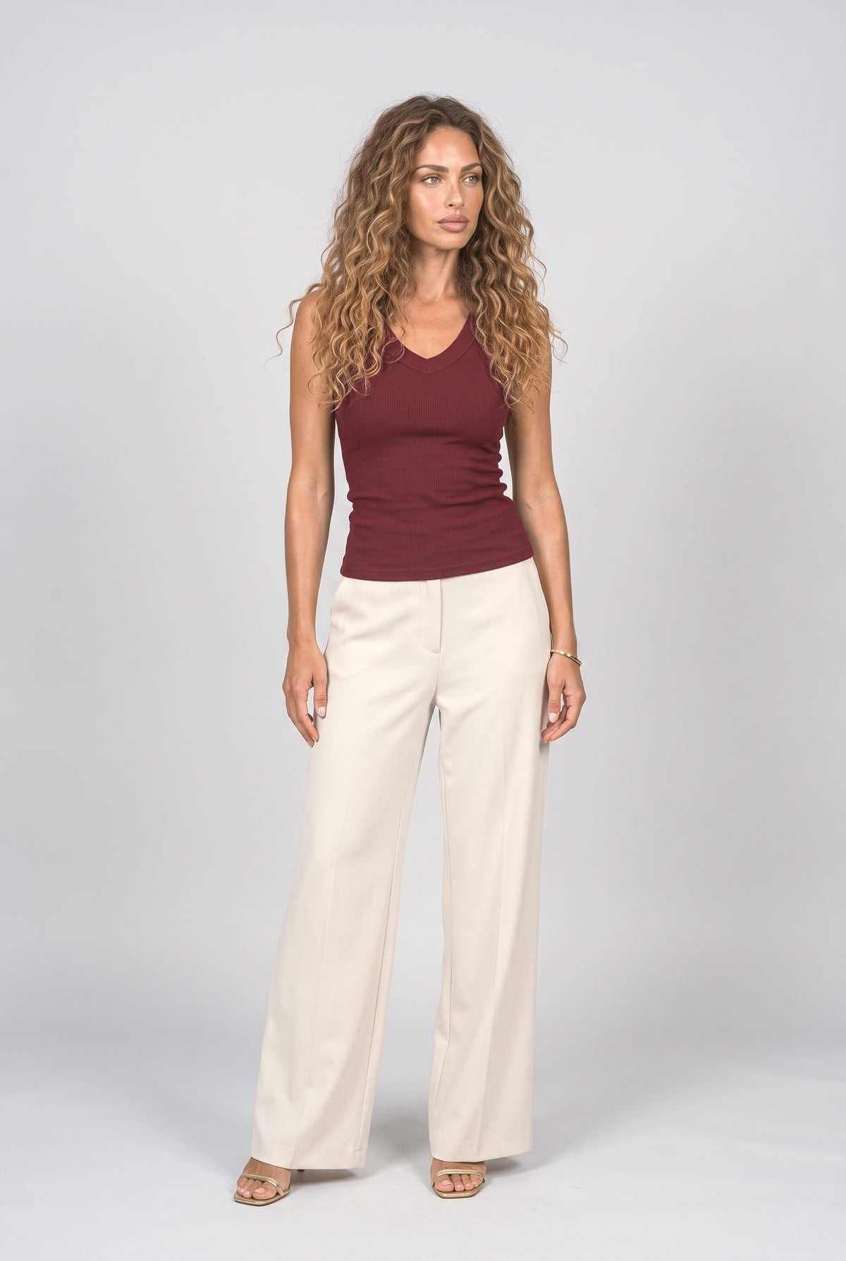 Ribbed V-Neck Tank Top
