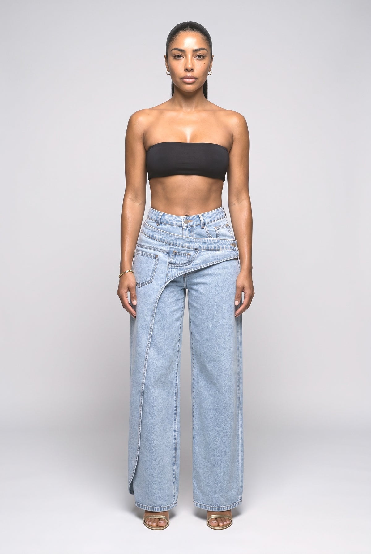 Asymmetric Wide Leg Jeans