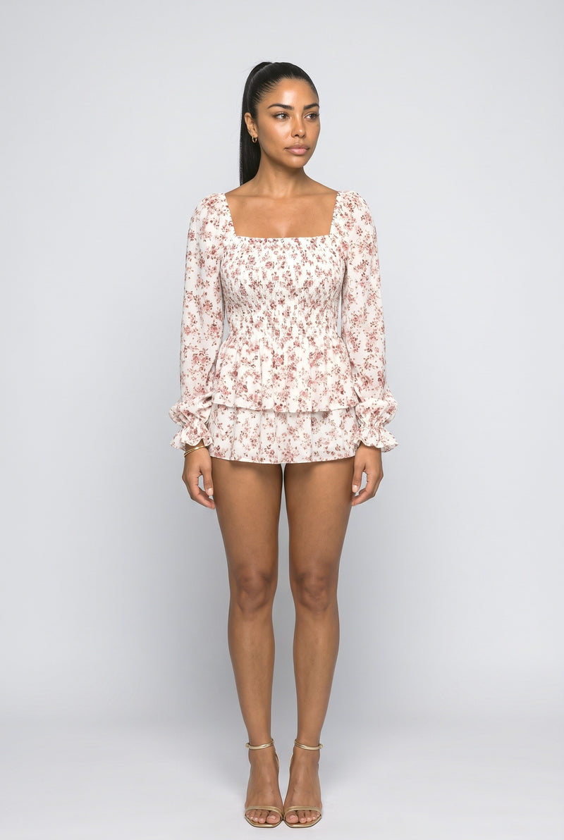 Square Neck Floral Blouse