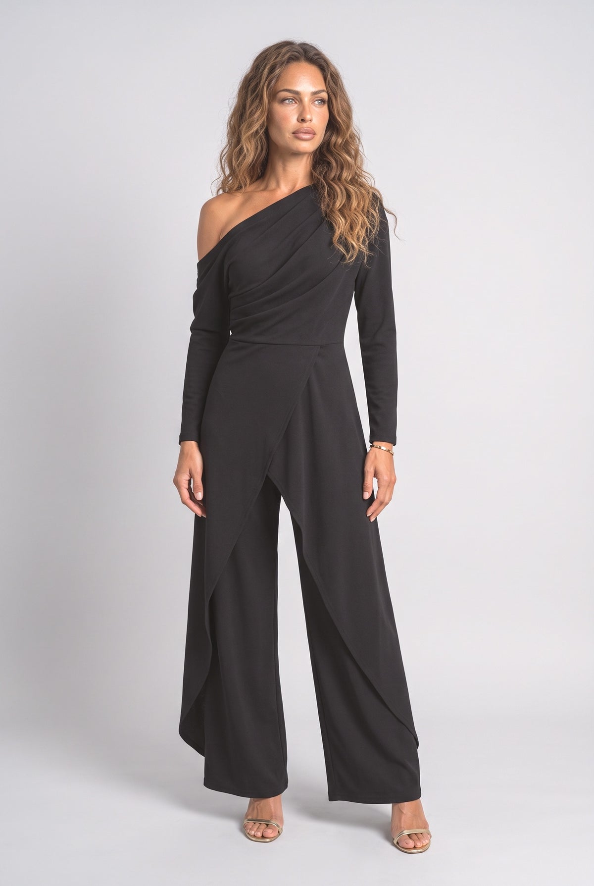One-Shoulder Wrap Jumpsuit