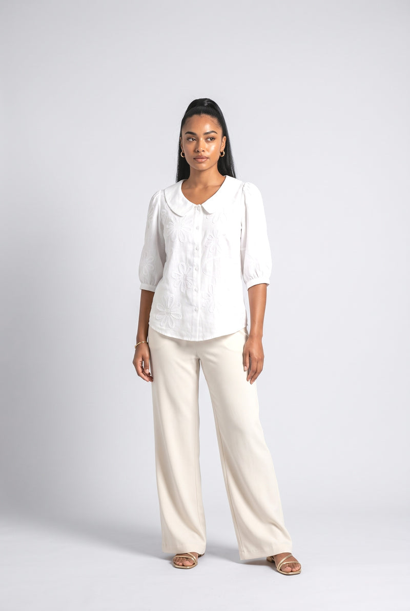 White Yellow Blouse