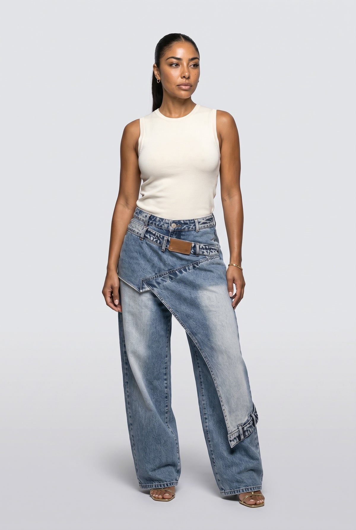 Wrap Wide Leg Jeans