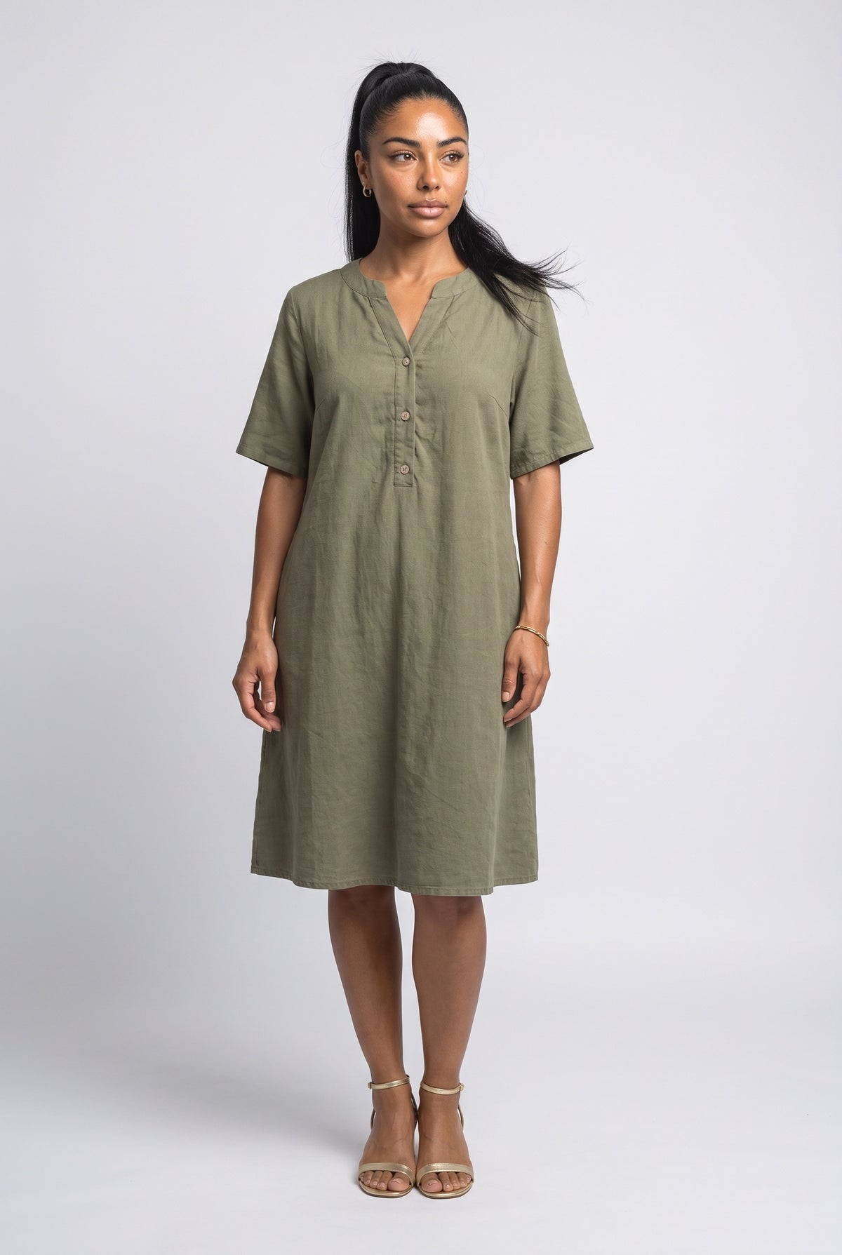 V-Neck Midi Dress