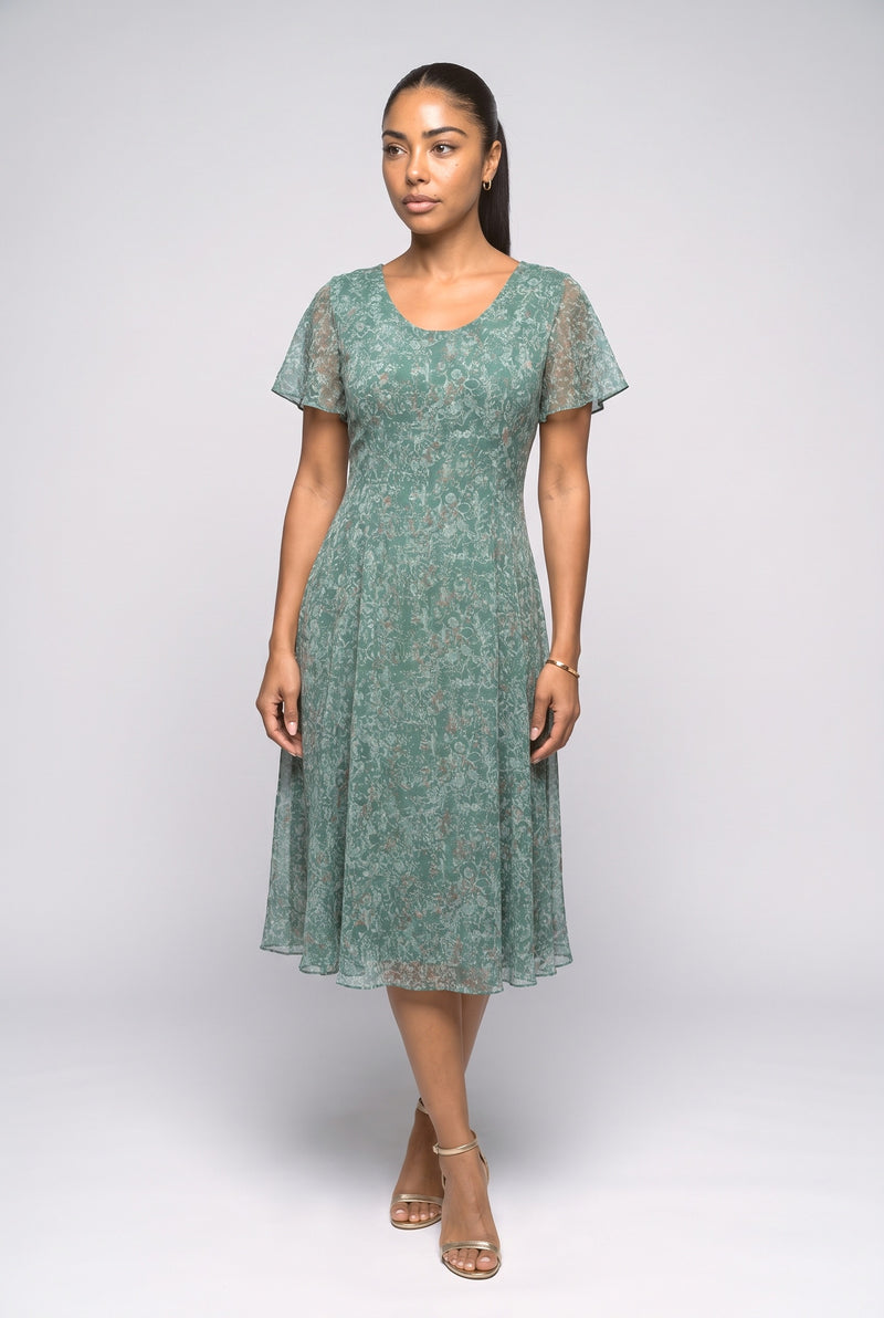 Flutter Sleeve Midi Dress