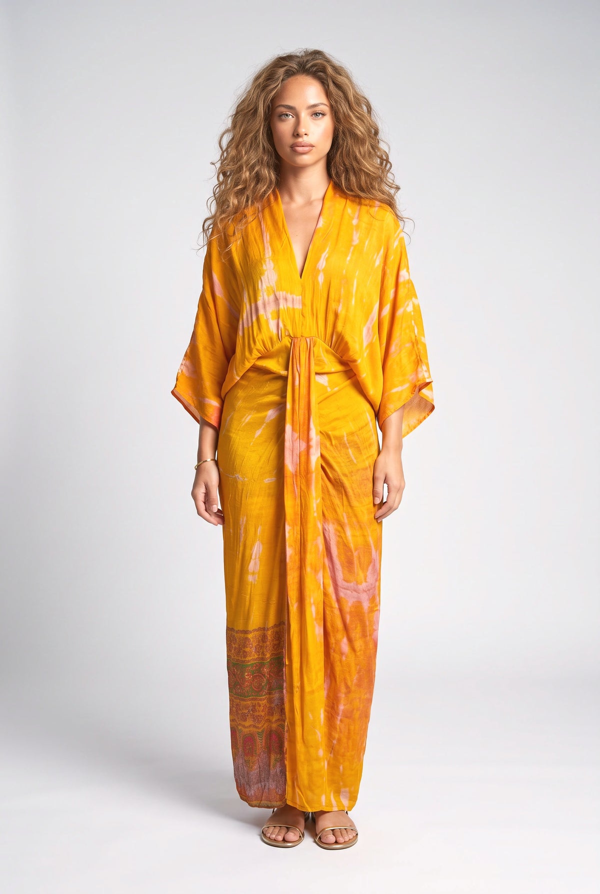Yellow Illusion Printed Dress
