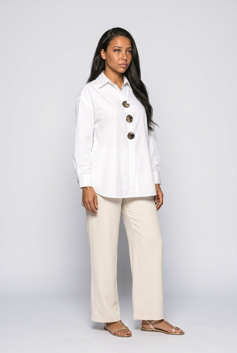 White Pale Blue Blouse