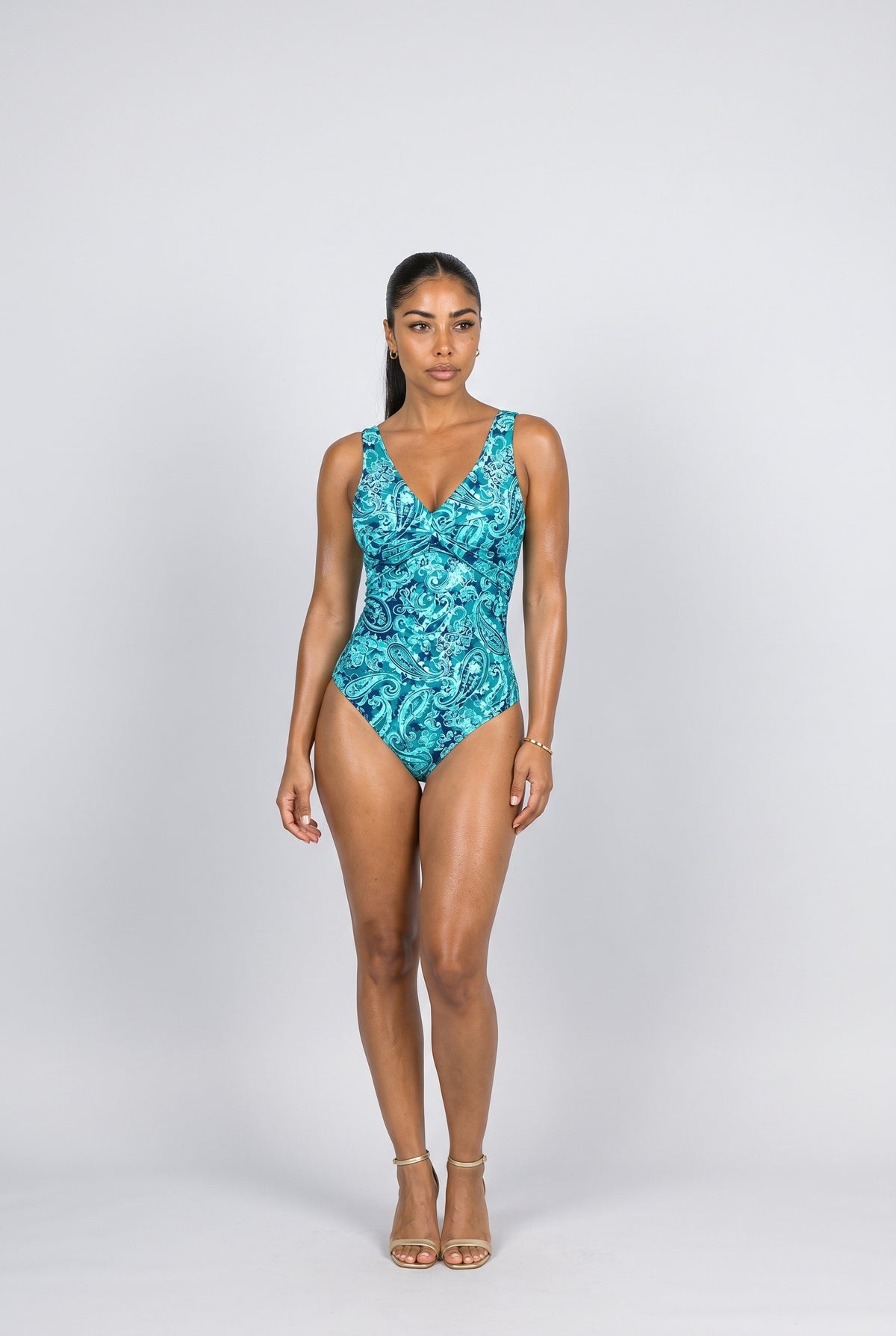 V-Neck One Piece Swimsuit
