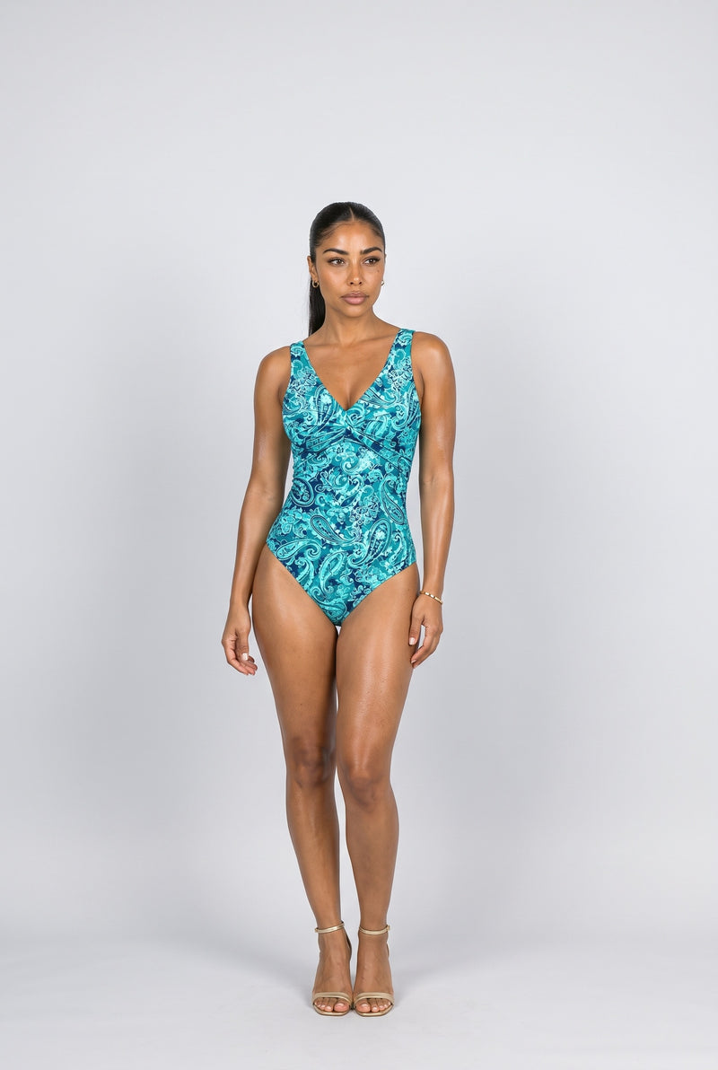 V-Neck One Piece Swimsuit