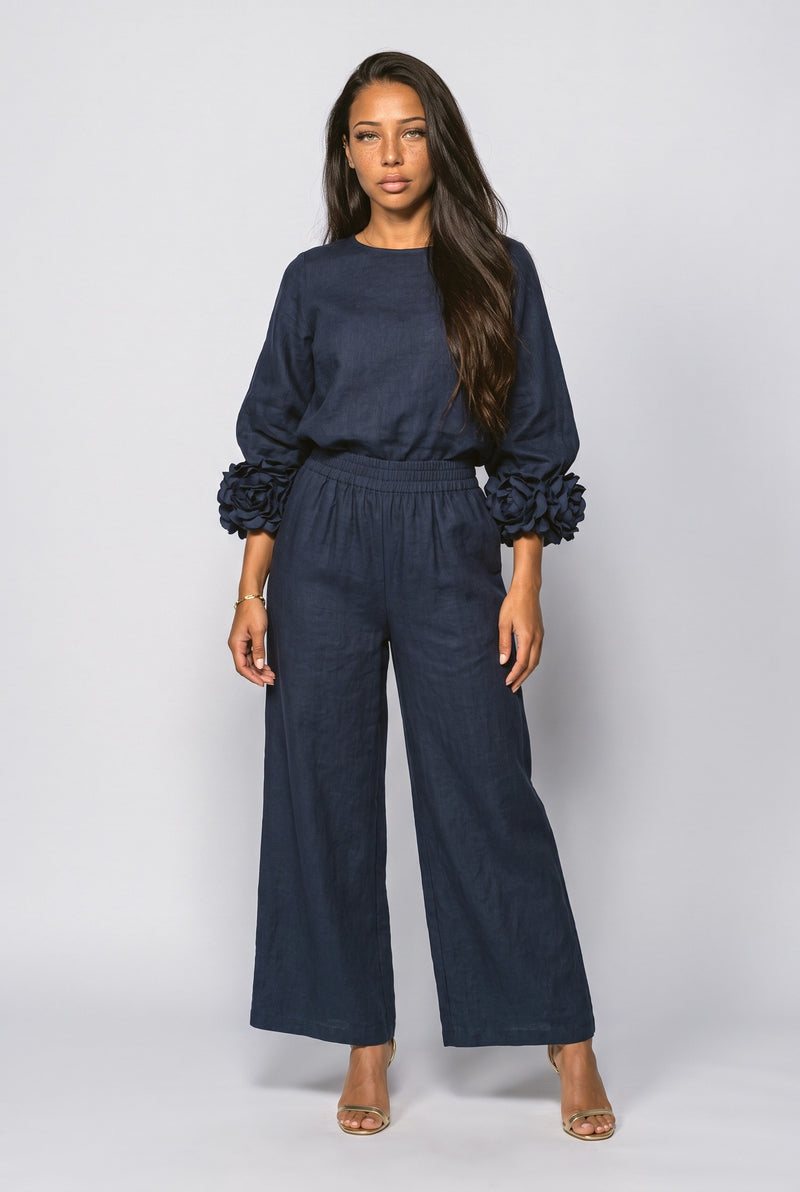 Navy Floral Two Piece Outfit