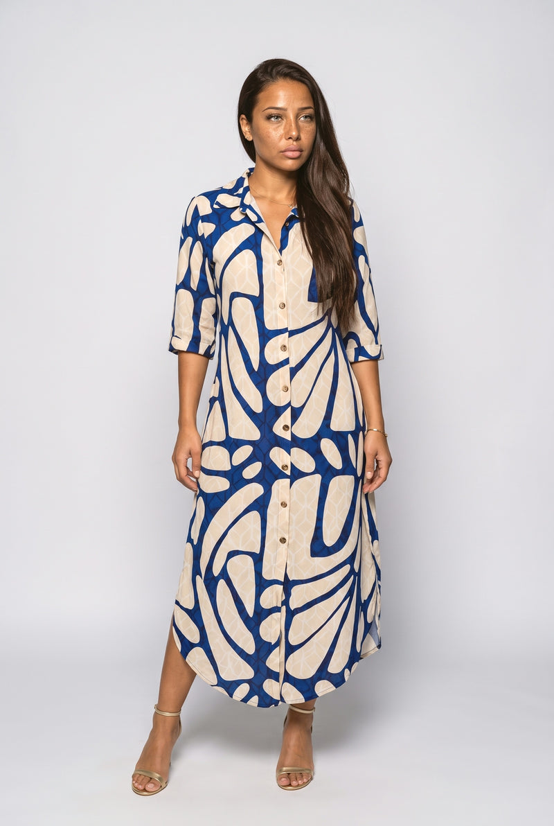 Multicolor Geometric Midi Dress