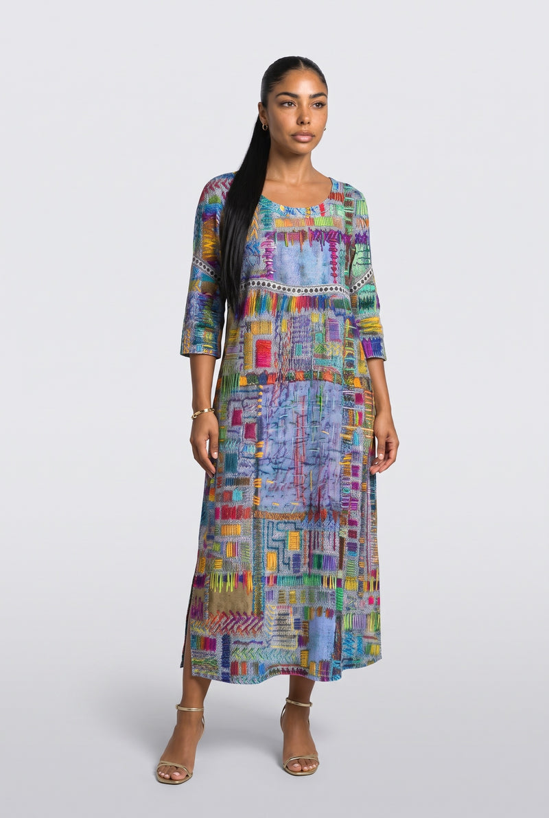 Blue Light Green Midi Dress