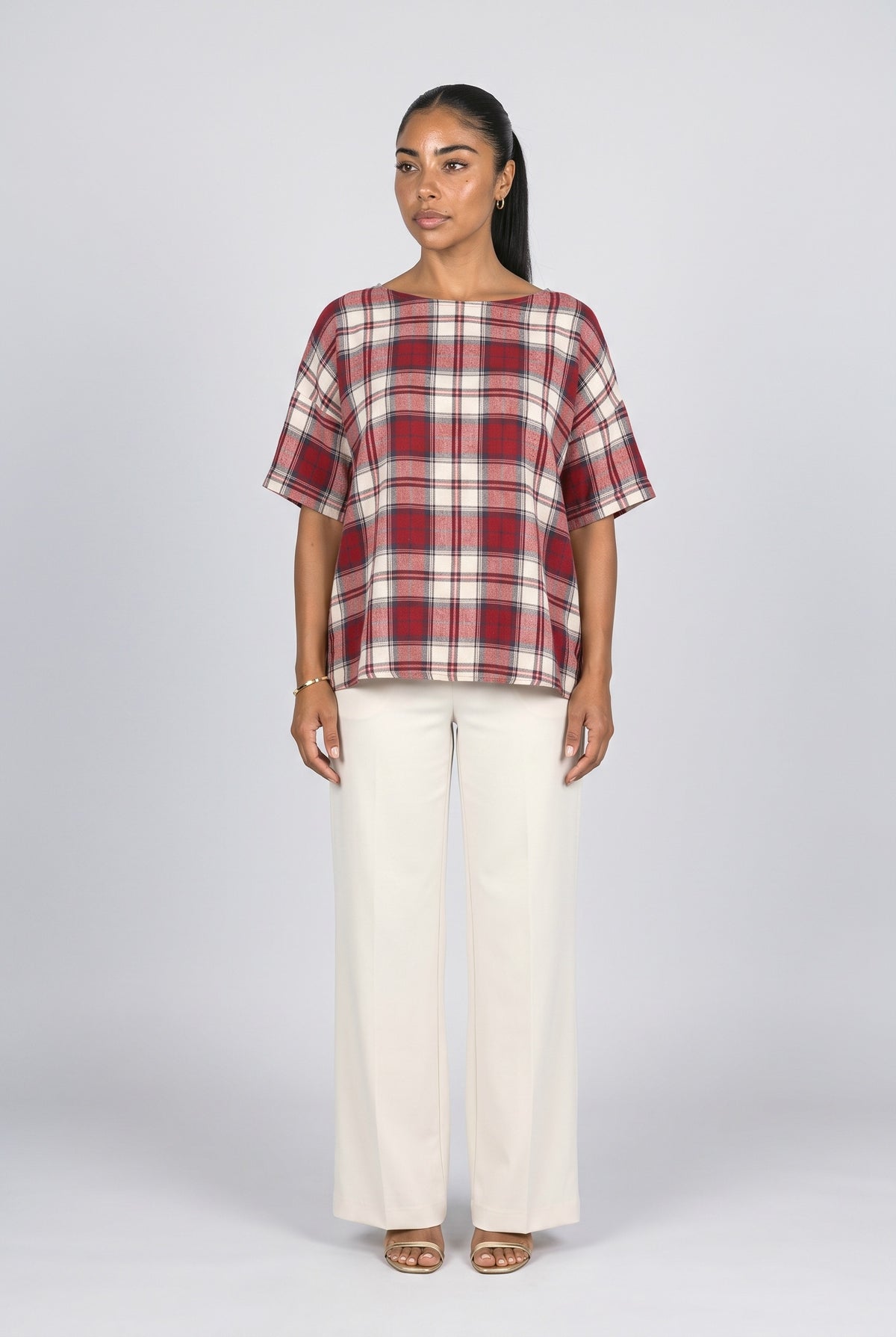 Red Plaid Blouse, Red