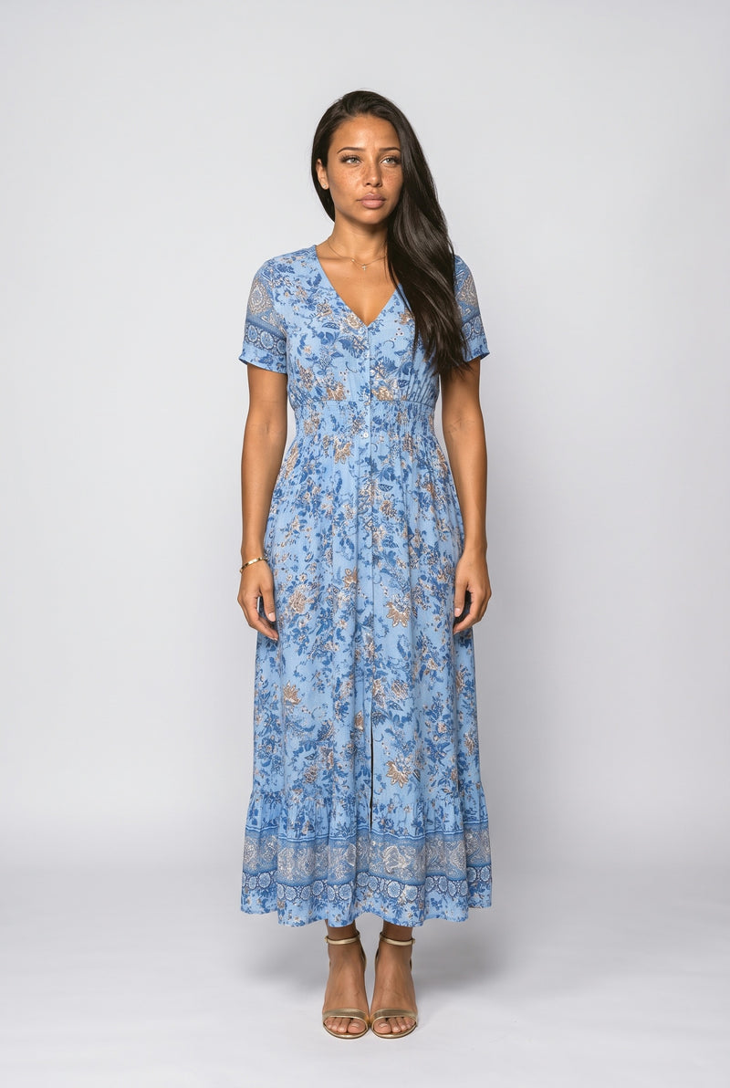 Blue Floral Maxi Dress