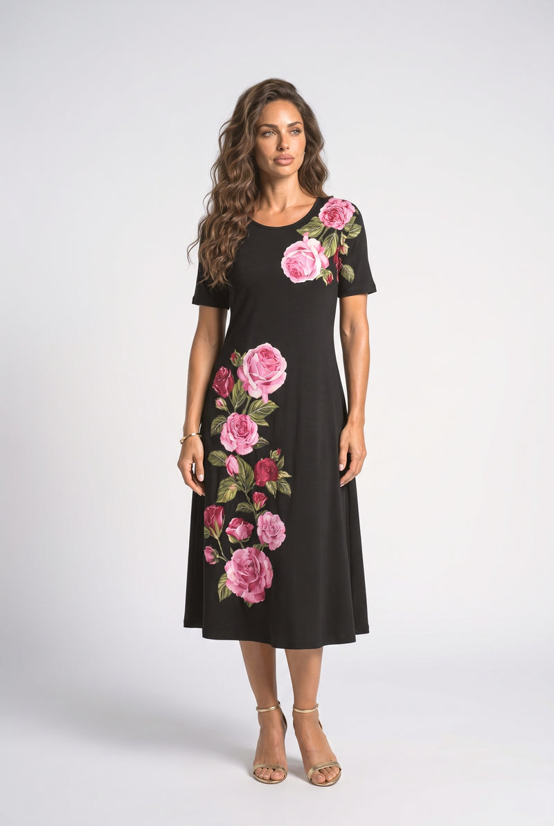 Black A-Line Midi Dress