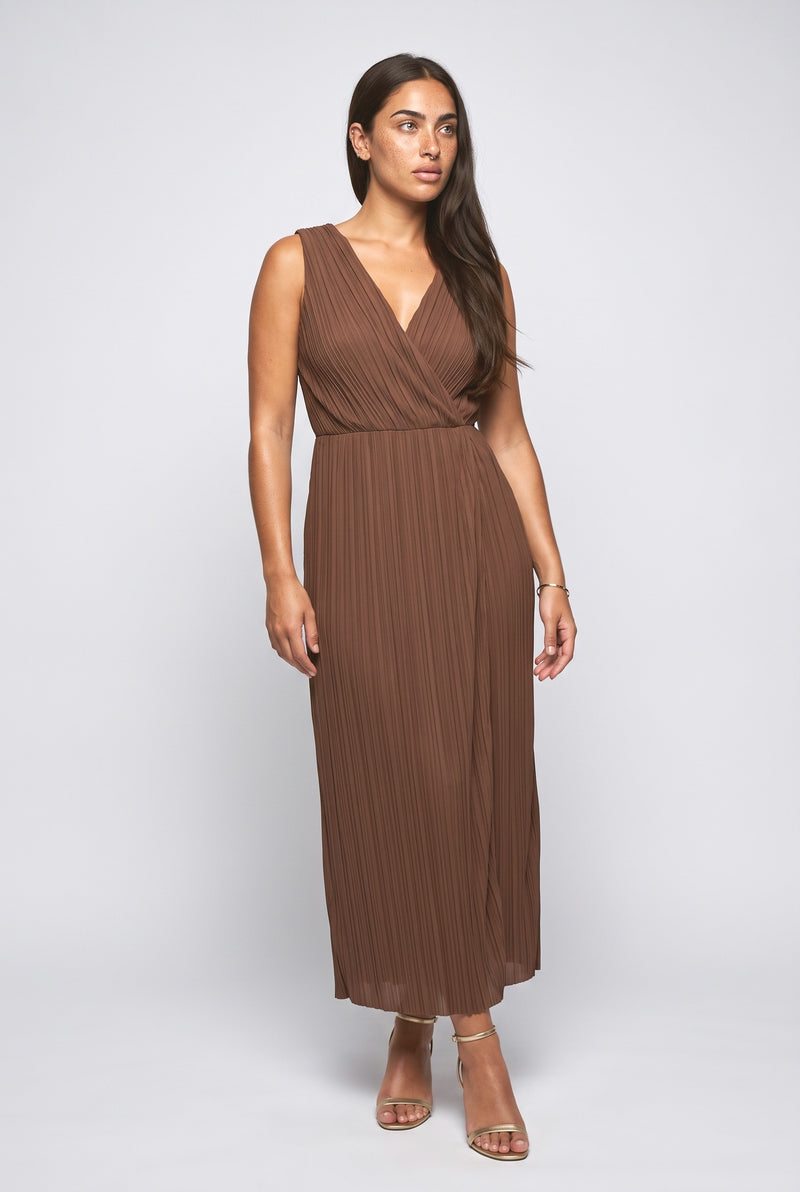 Brown Wrap Maxi Dress