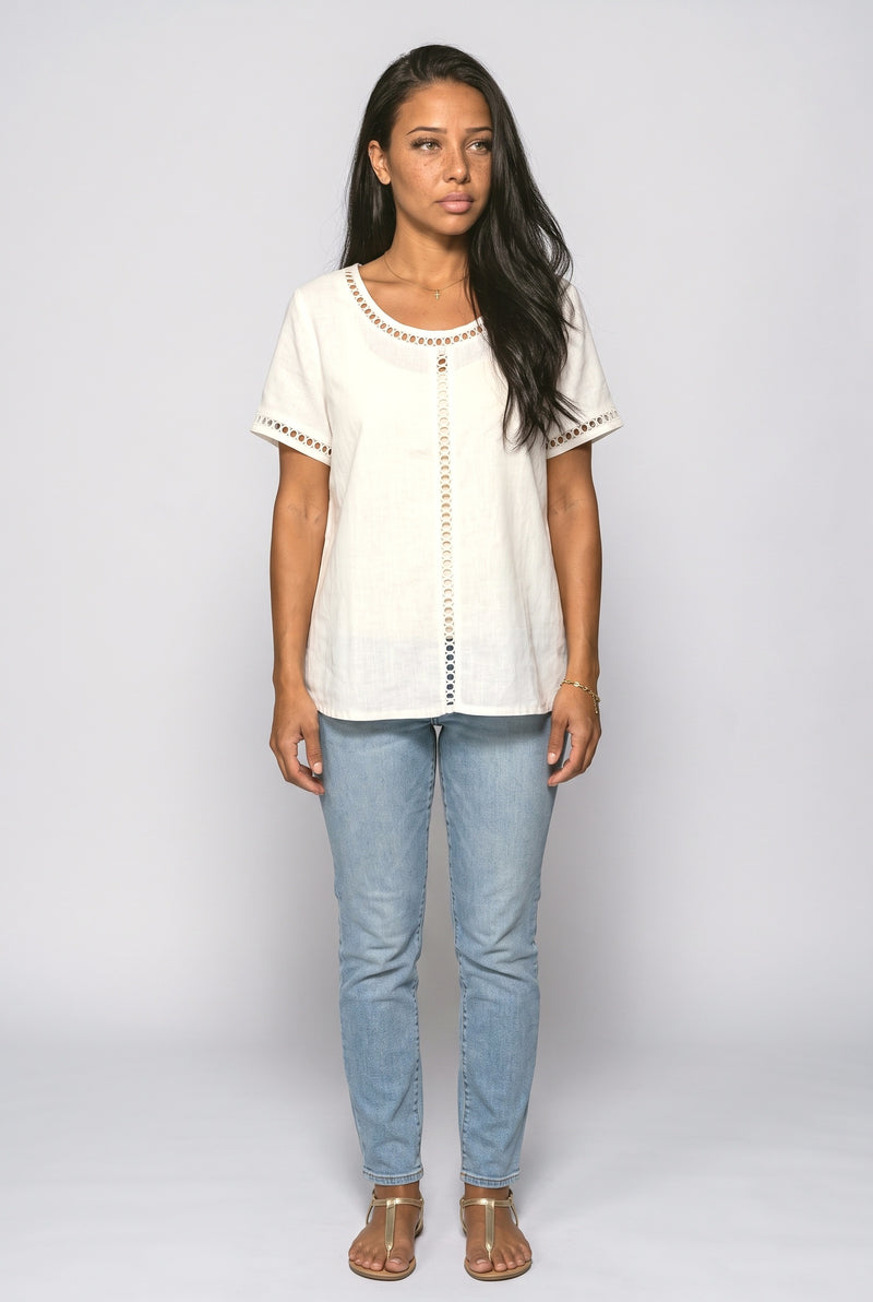 Soft White Short Sleeve Blouse