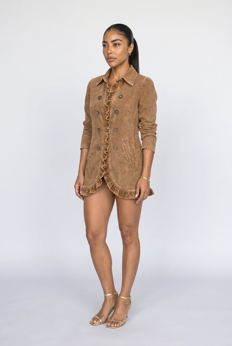 Ruffle Denim Jacket