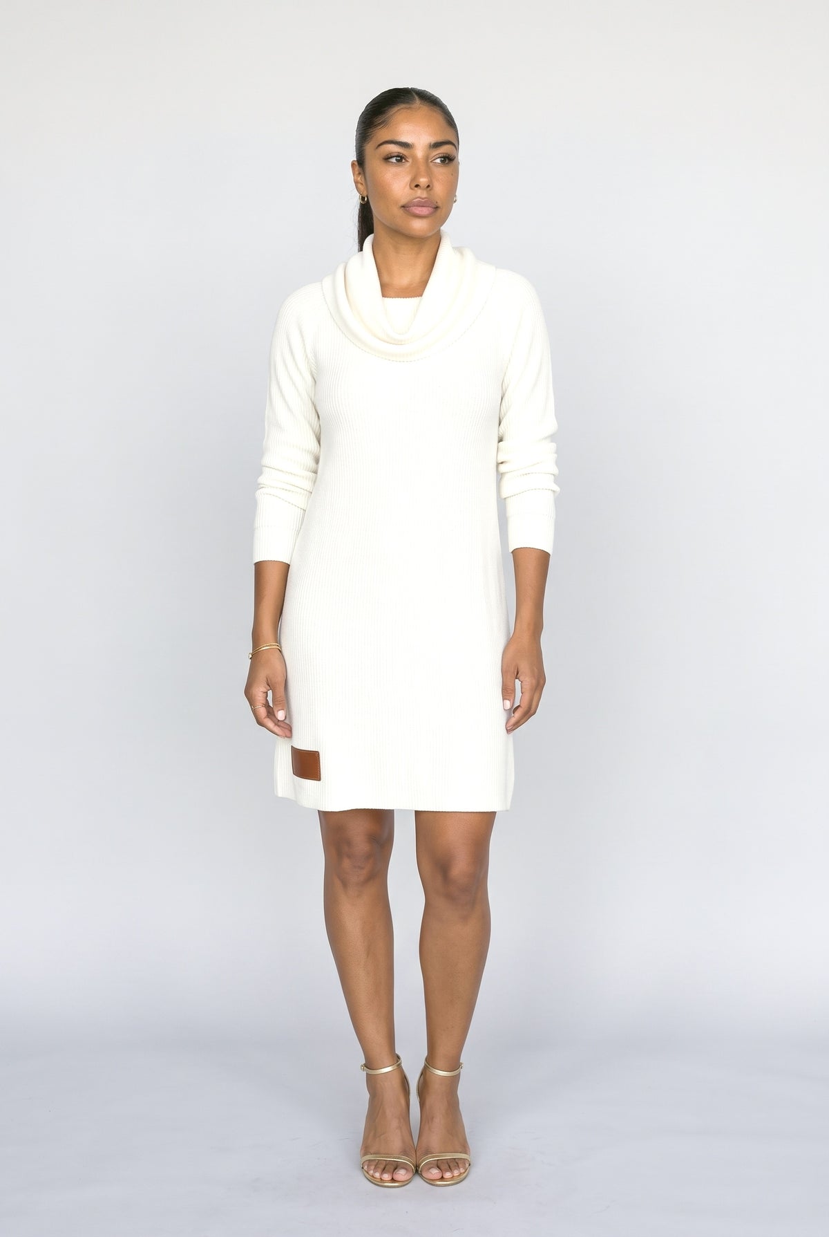 Knit Cowl Neck Sweater Dress