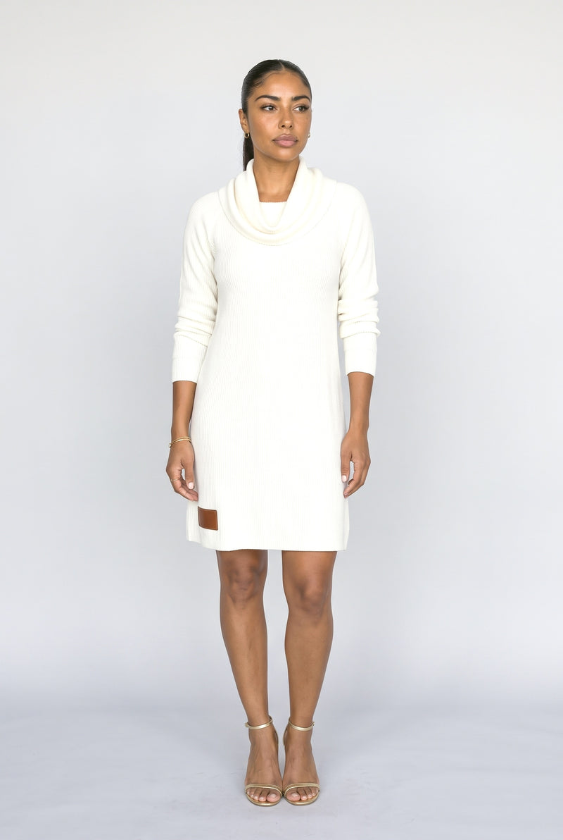 Knit Cowl Neck Sweater Dress