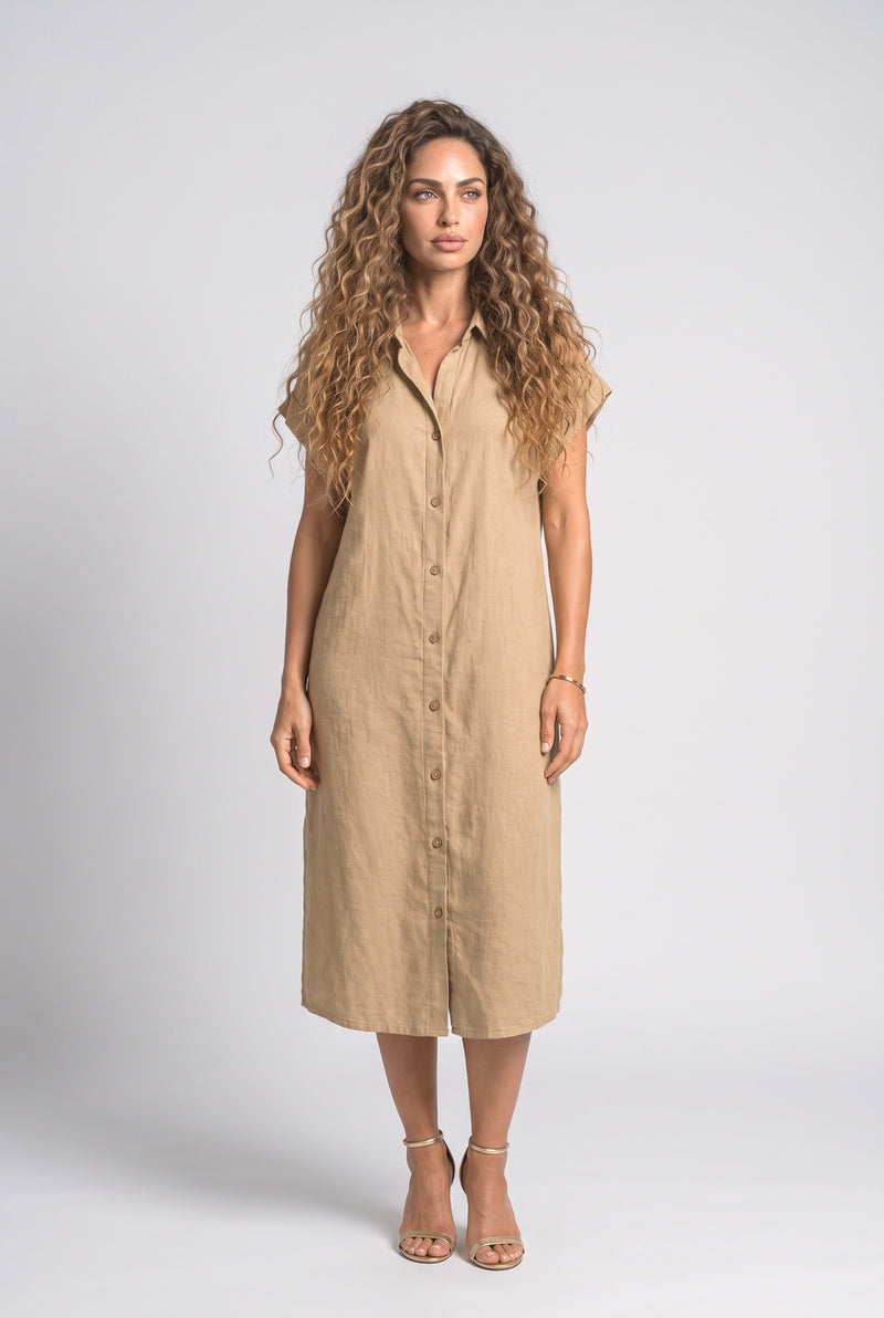 Warm Khaki Midi Dress