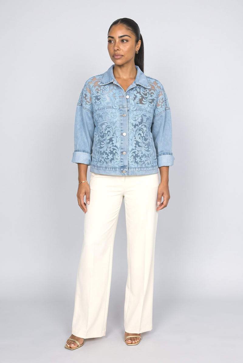 Blue Floral Denim Jacket