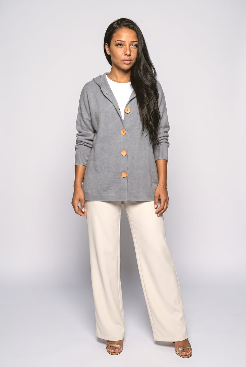 Grey Black Knit Cardigan