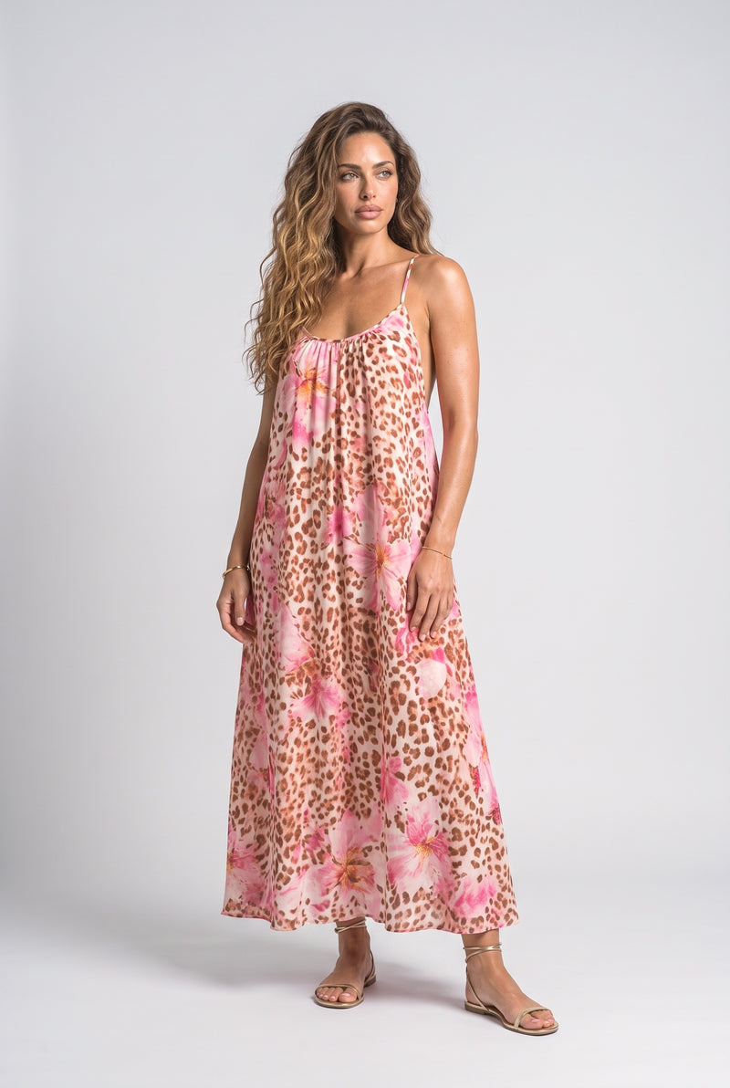 Pink Flower Maxi Dress