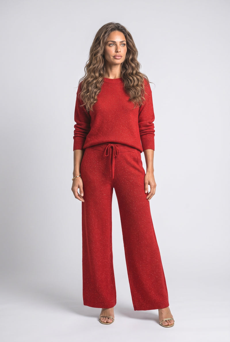 Red Knit Two Piece Outfit