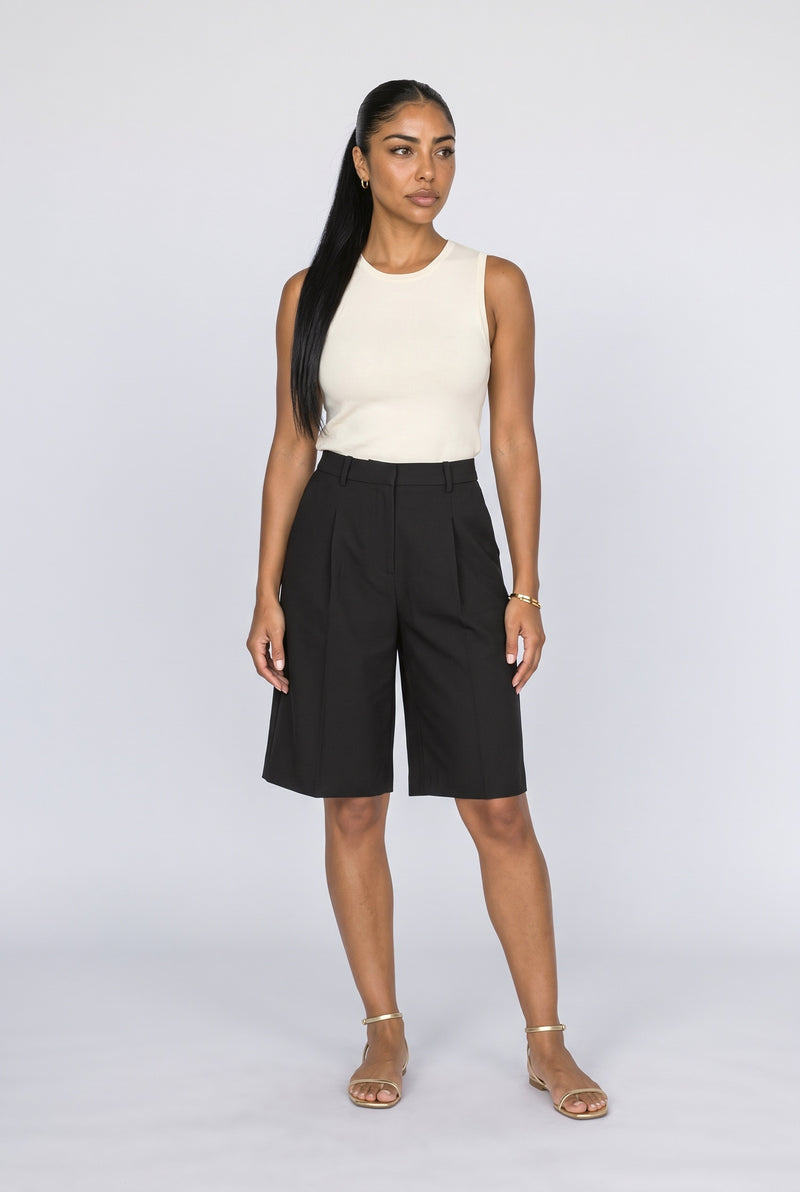 Black Pleated Shorts