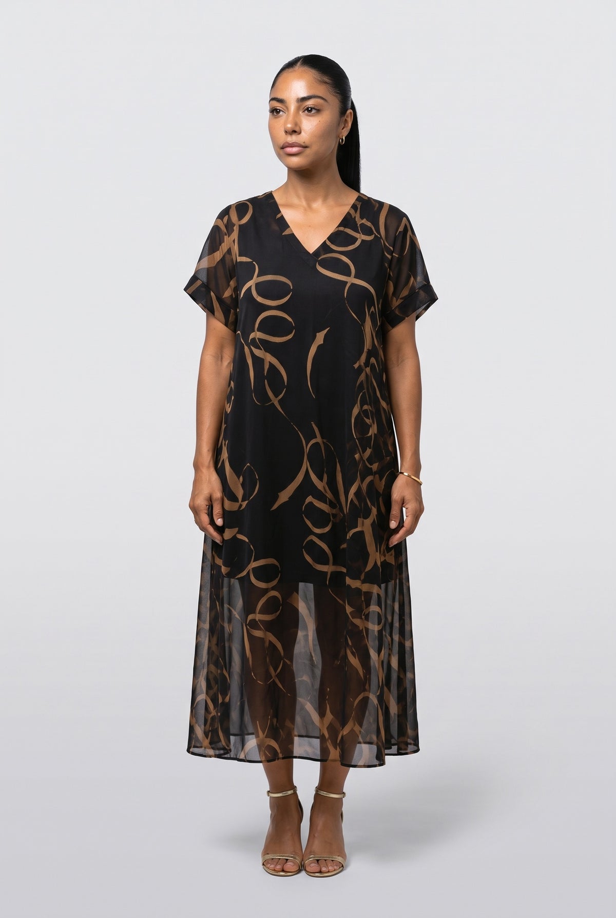 Black V-Neck Maxi Dress, Black