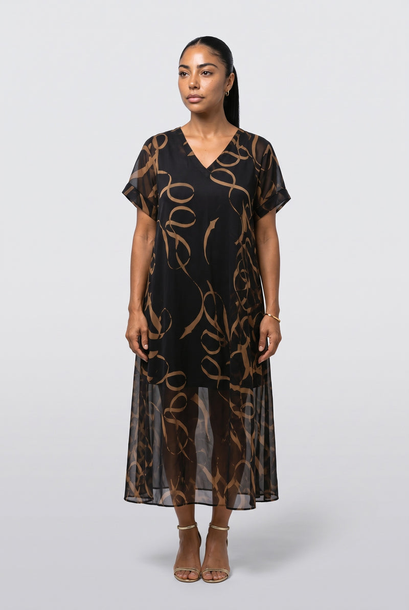 Black V-Neck Maxi Dress