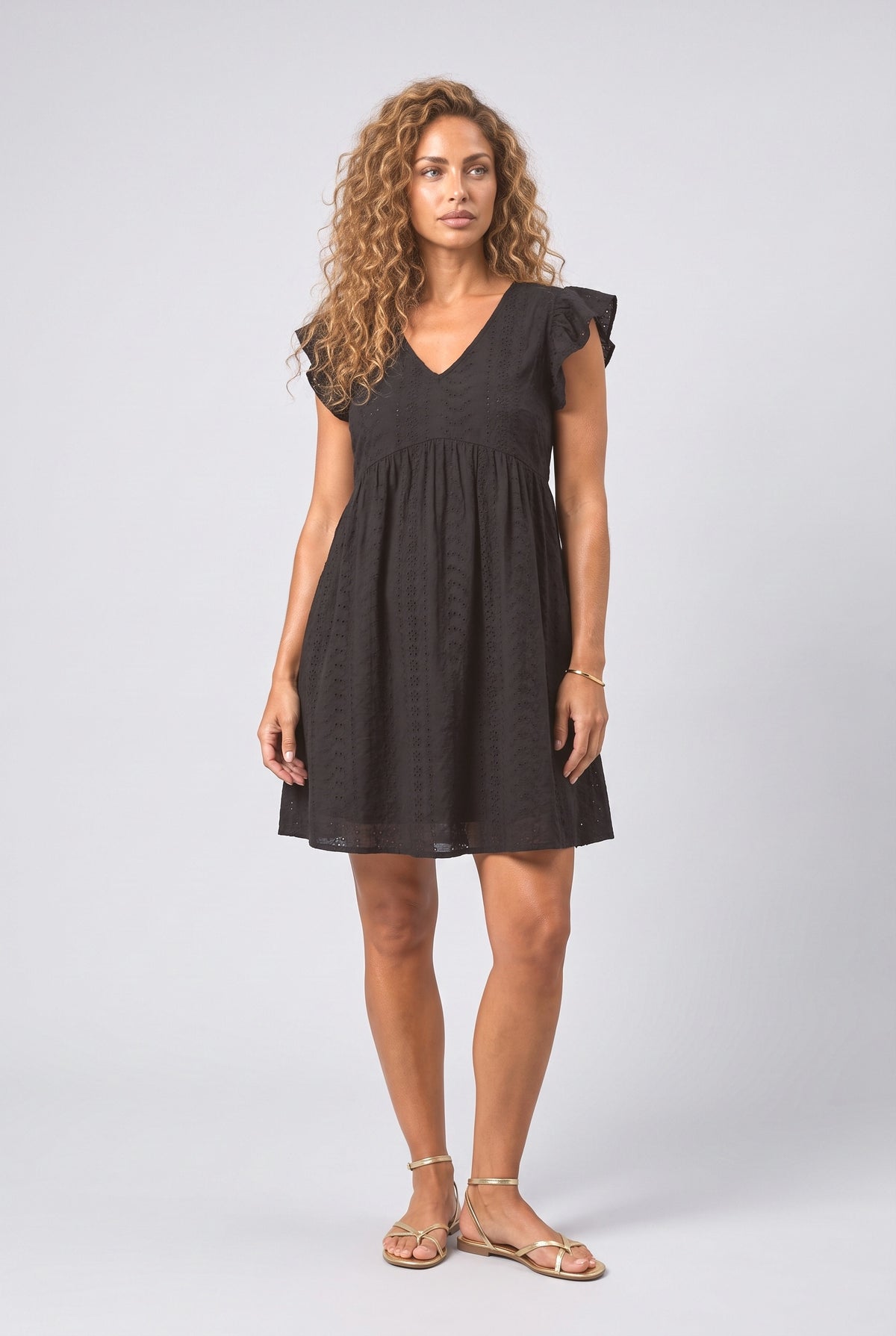 V-Neck Flutter Sleeve Summer Dress