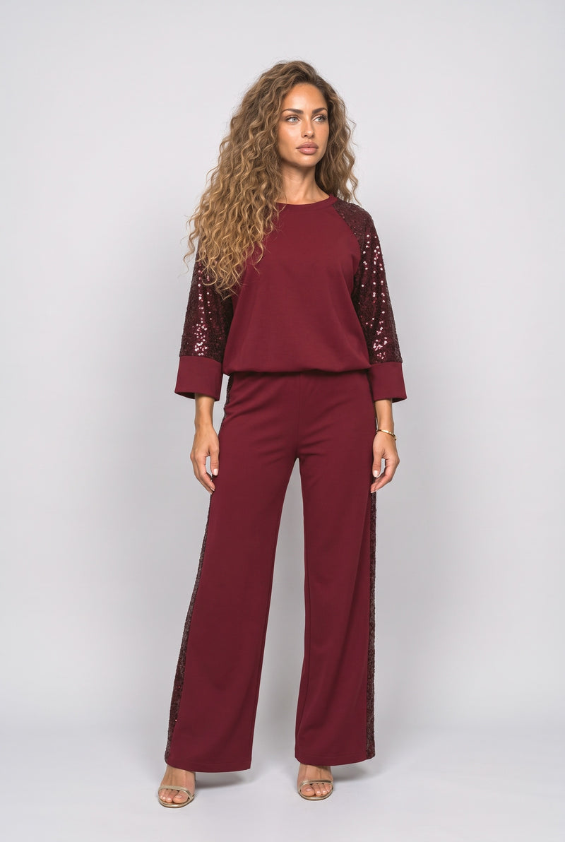 Red Sequin Two Piece Outfit