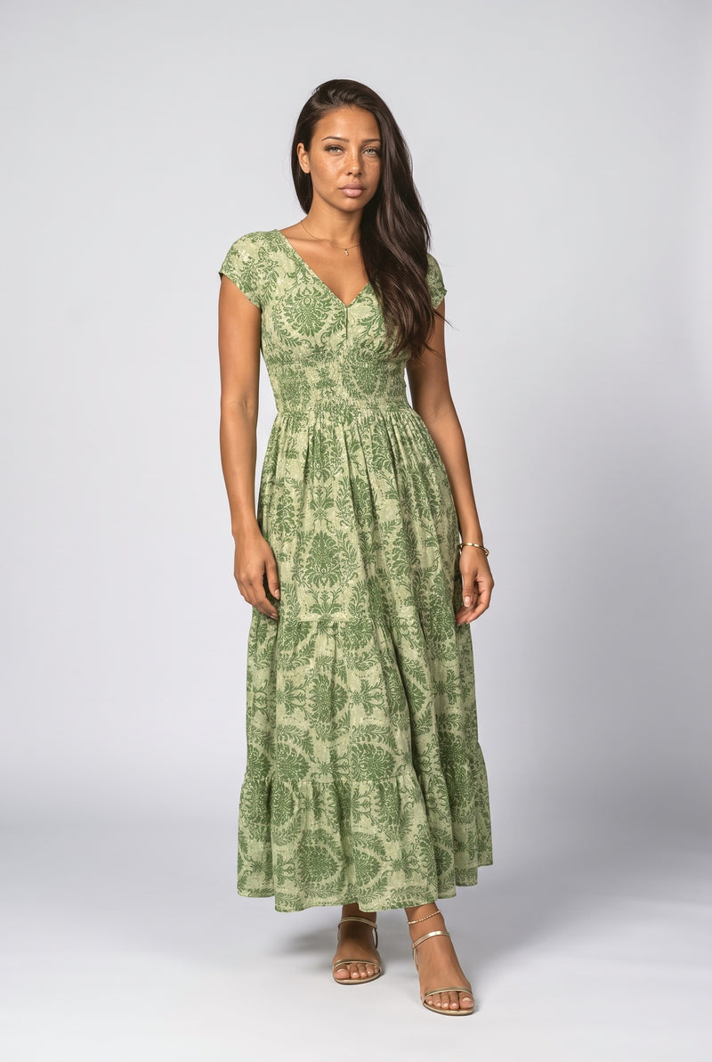 Sage Green Floral Maxi Dress