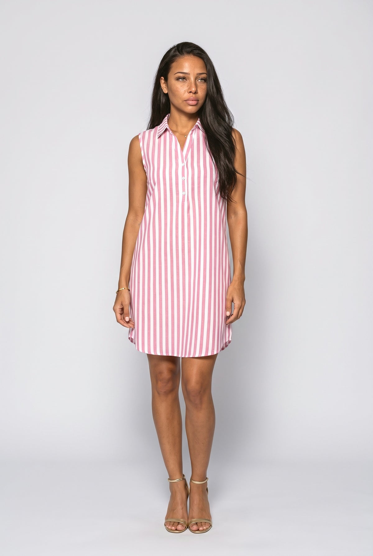 V-Neck Striped Sleeveless Summer Dress