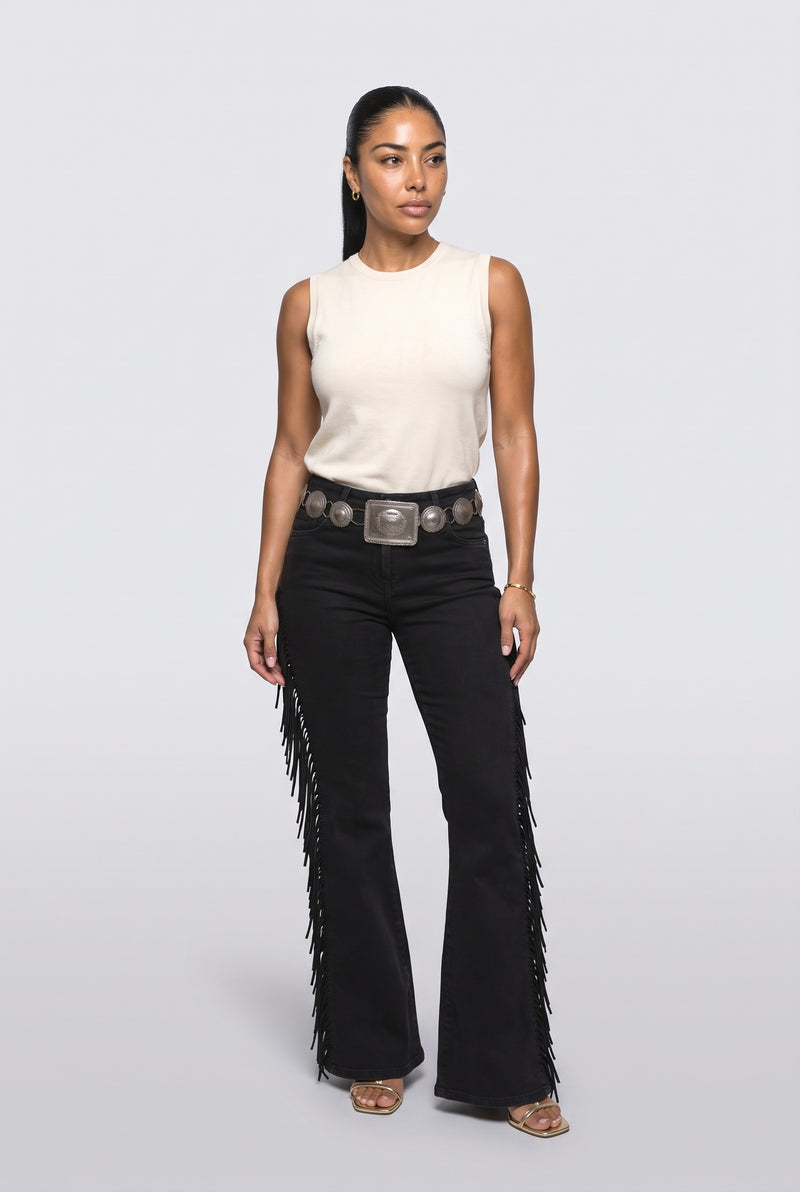 Black Fringe Jeans