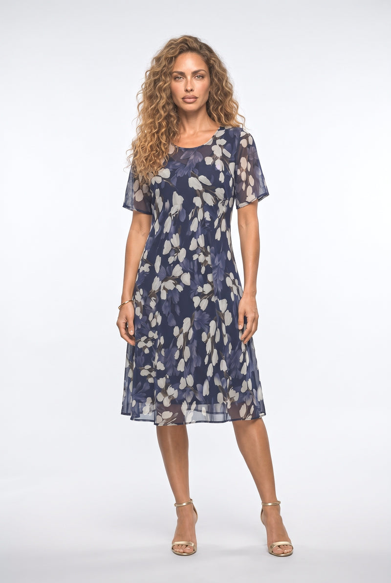 Navy Floral Midi Dress