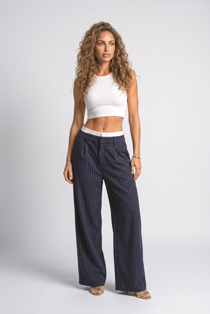 Navy Wide Leg Pants