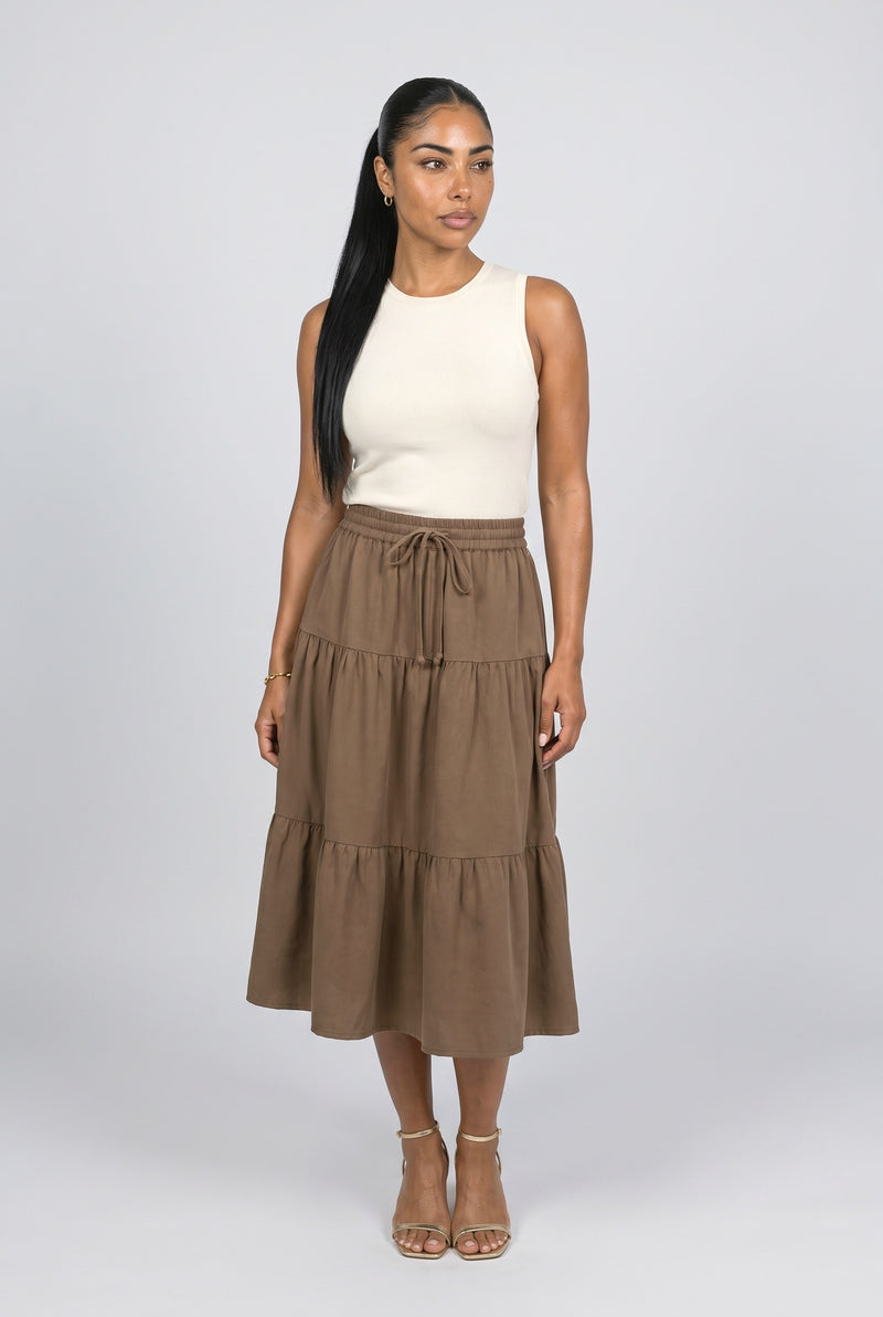 Tiered Midi Skirt
