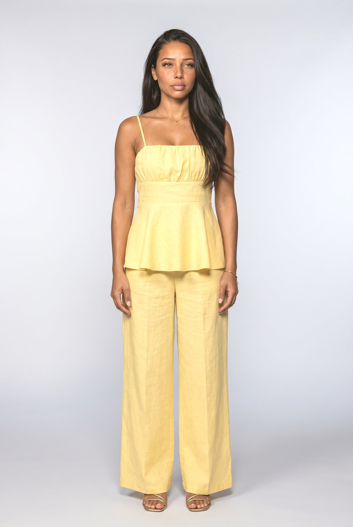 Yellow Ruched Co Ord Set, Buttery Yellow
