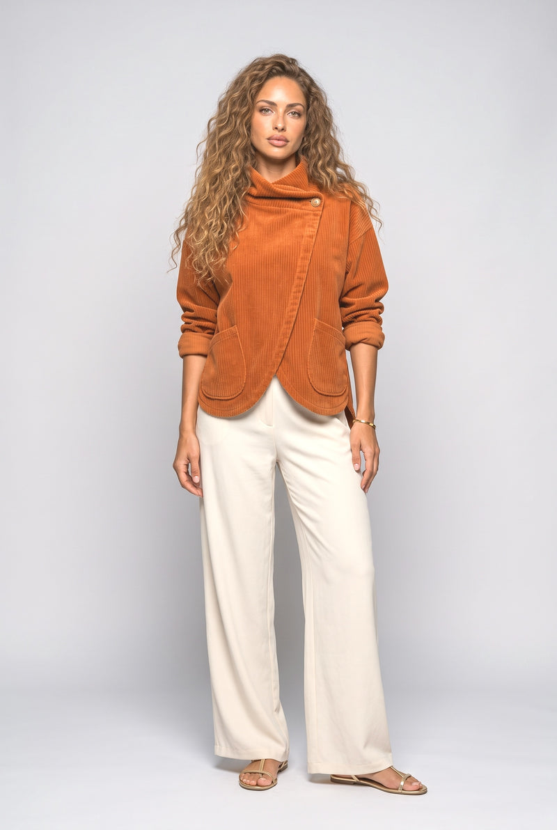 Orange Wrap Bomber Jacket