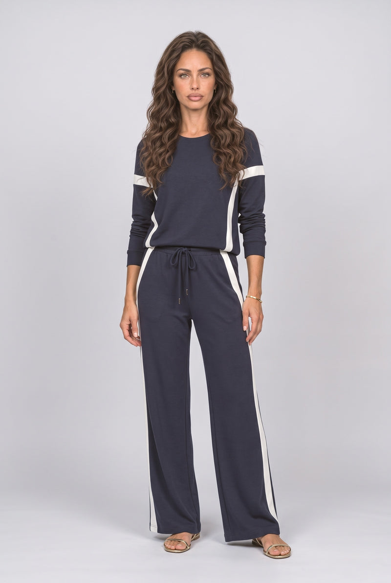 Navy Striped Two Piece Outfit