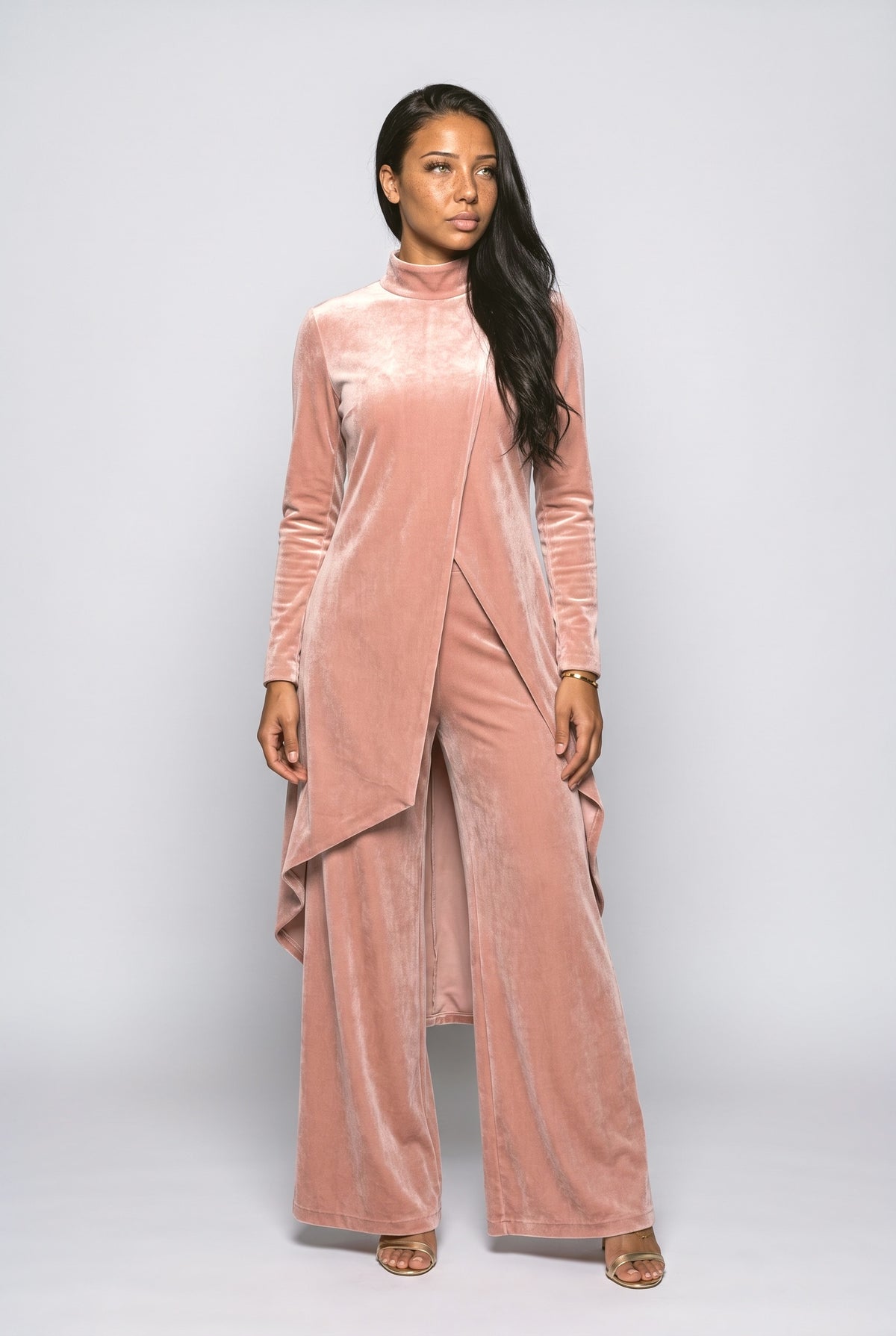 Velvet Asymmetric Pants Set Women