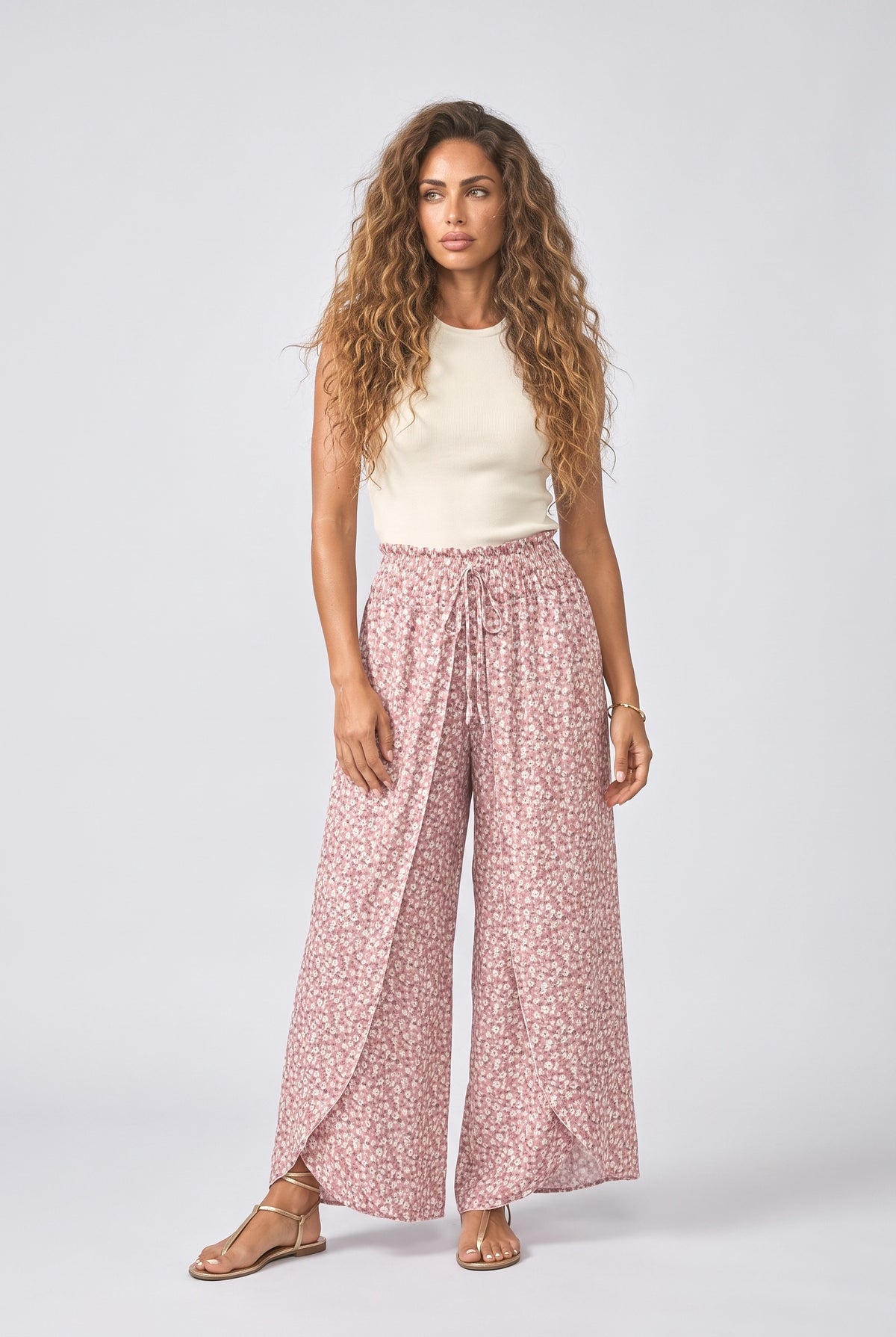 Wrap Wide Leg Pants