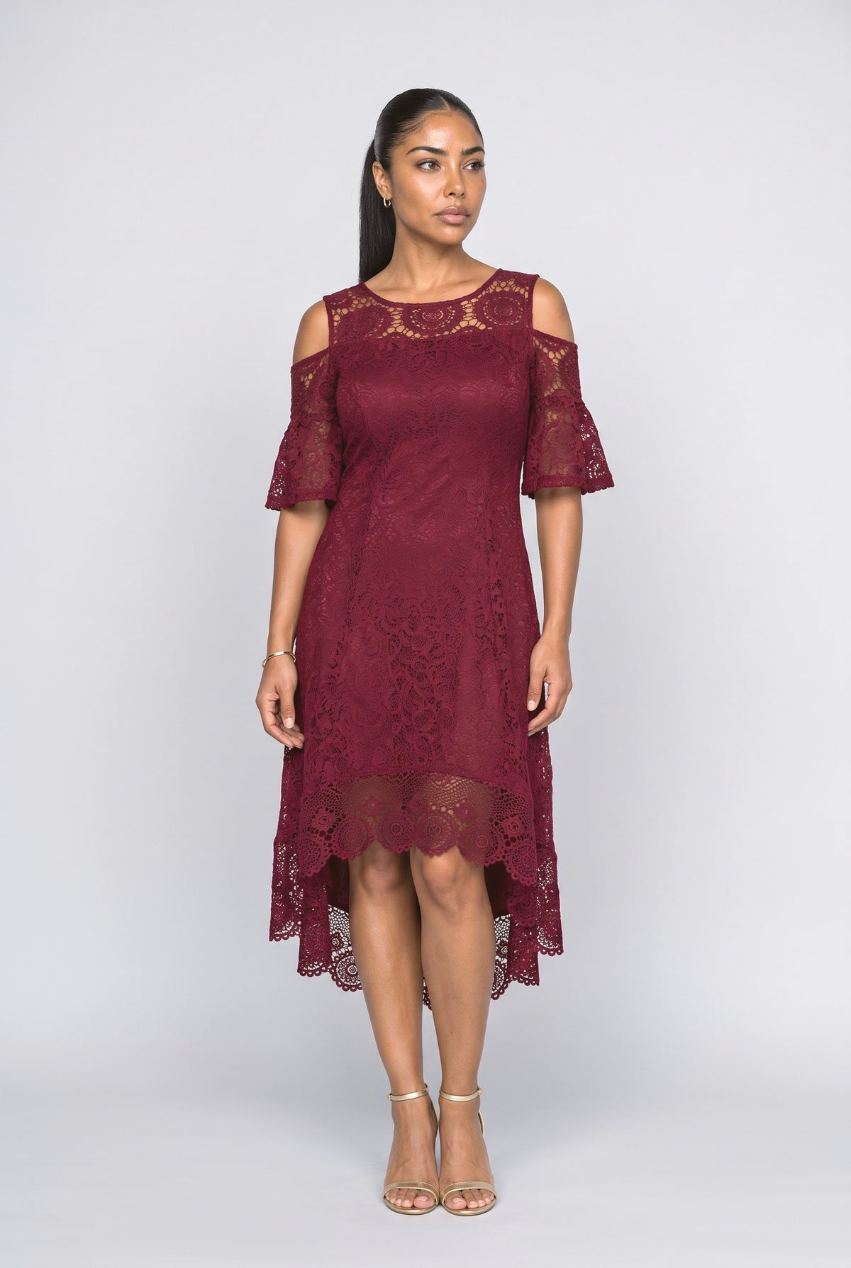 Lace Off-Shoulder Midi Dress